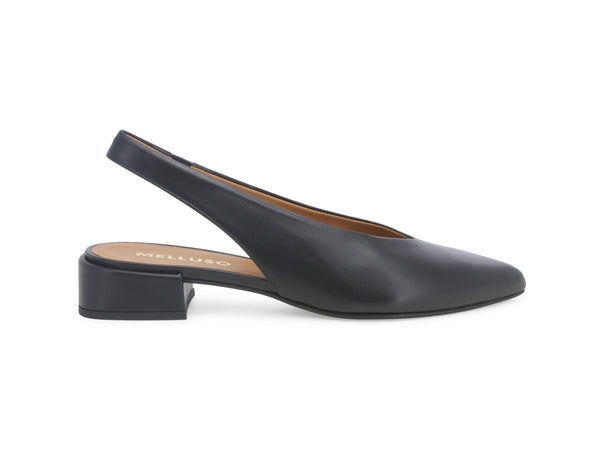 Melluso Scarpe Tallone Aperto Tacco Basso Tomaia Pelle Nera D156W-235169 Nero